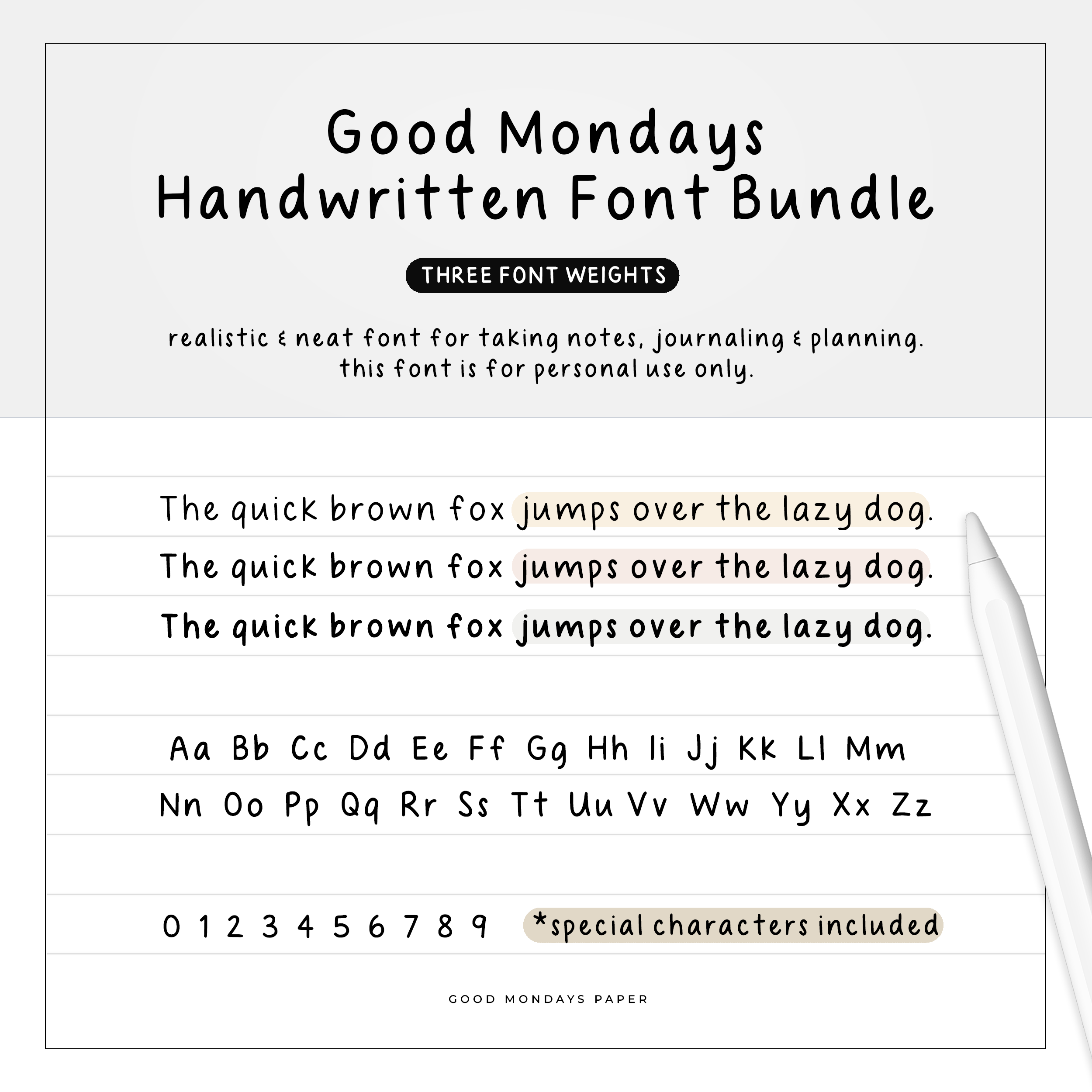 Good Mondays Handwritten Font Bundle Good Mondays Paper