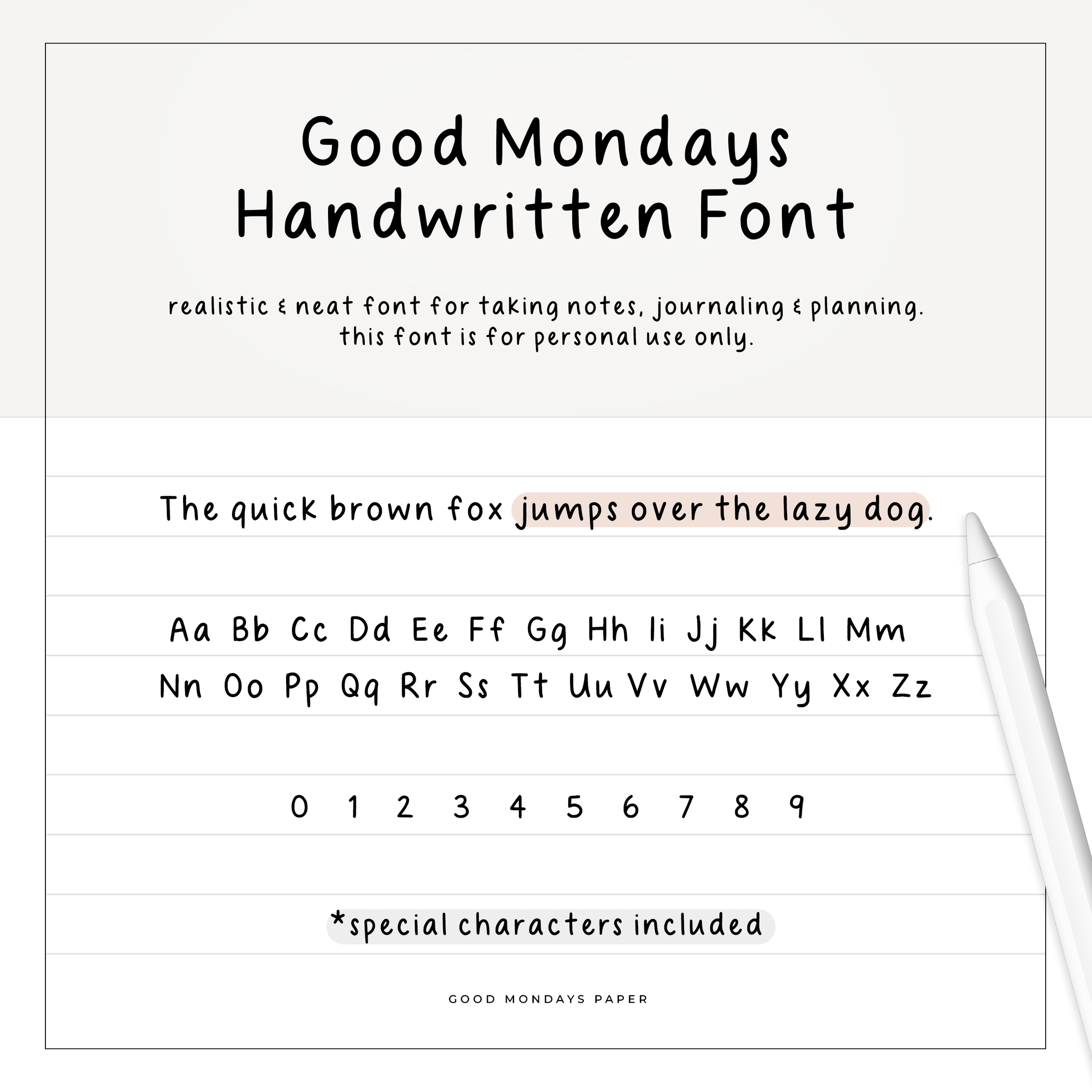 Good Mondays Handwritten Font Good Mondays Paper