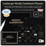 Dark Mode Landscape Weekly Dashboard Planner