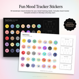 Fun Mood Tracker Digital Stickers