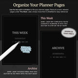 Dark Mode Portrait Weekly Dashboard Planner