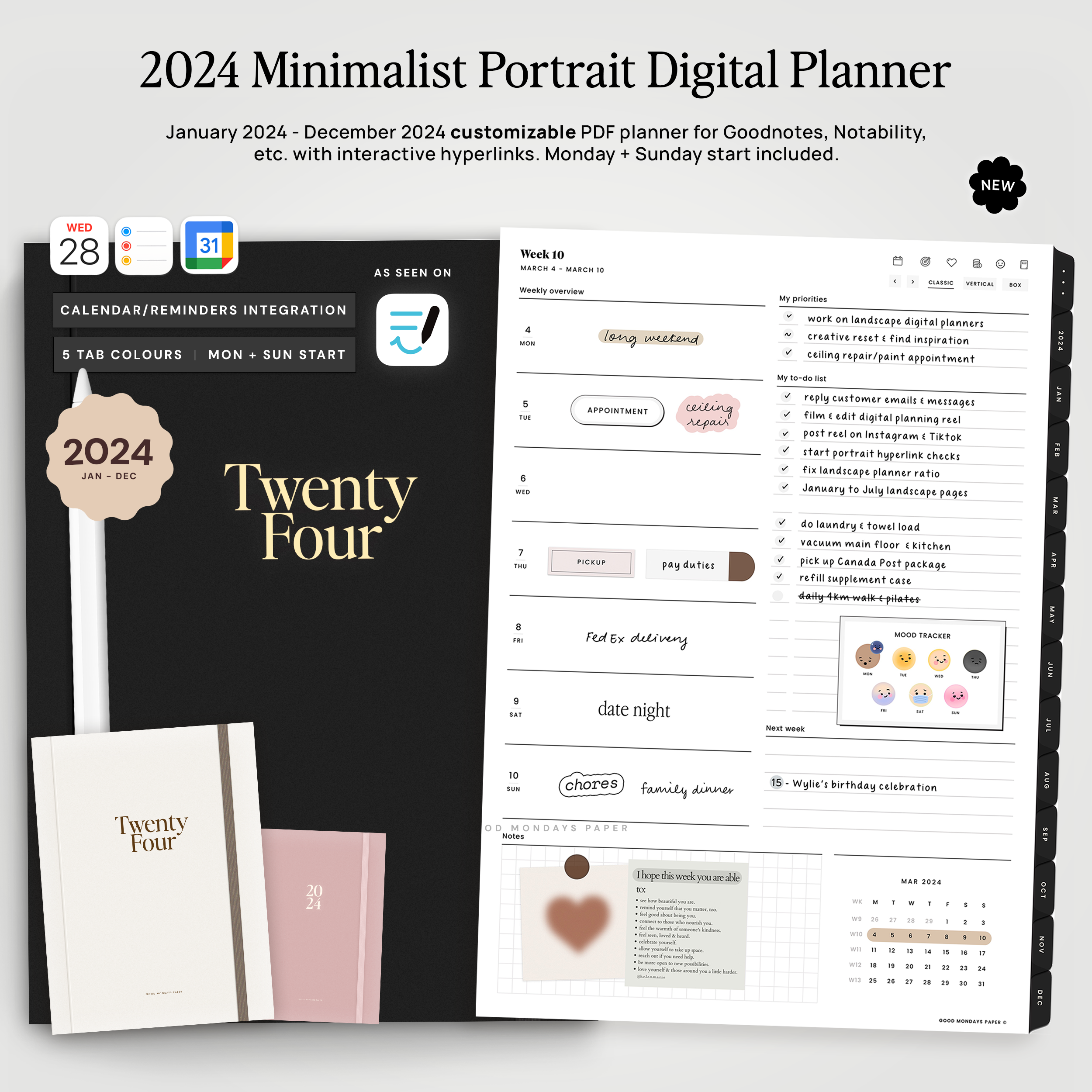 23/24 Realistic Mid Year Digital Planner - Kraft Paper