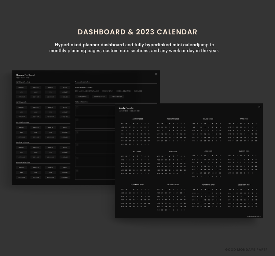 2023 Landscape Digital Planner - Dark Mode