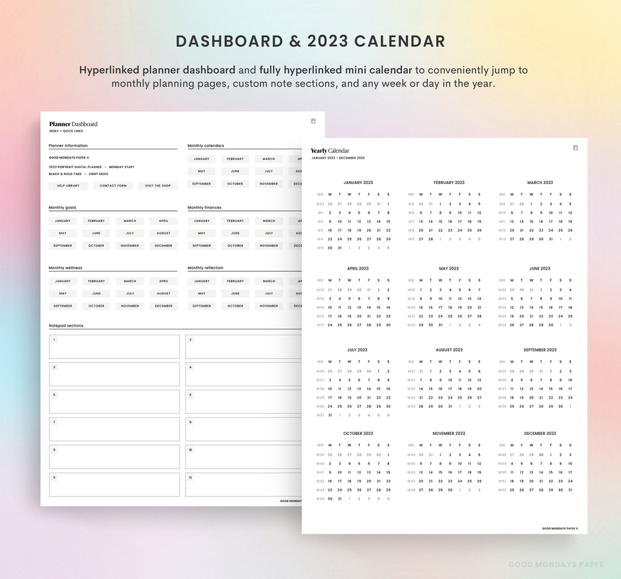 2023 Portrait Digital Planner - Pastel