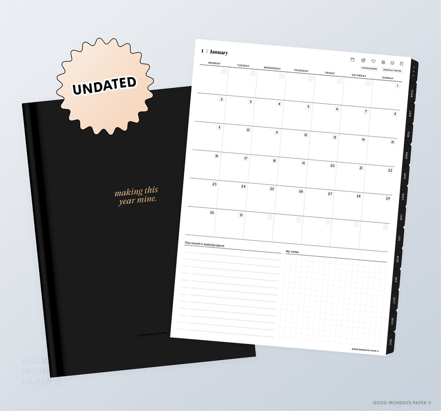 Undated Portrait Digital Planner - Black
