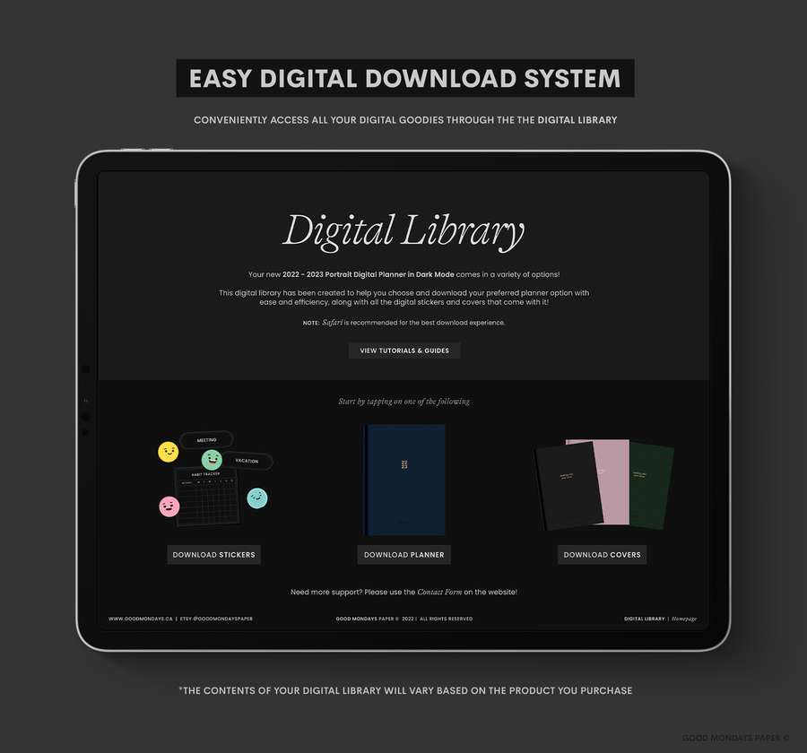 Undated Landscape Digital Planner - Dark Mode