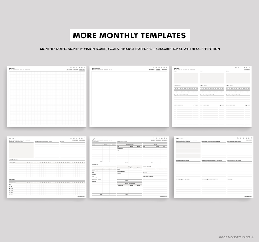 Undated Landscape Digital Planner - Frost